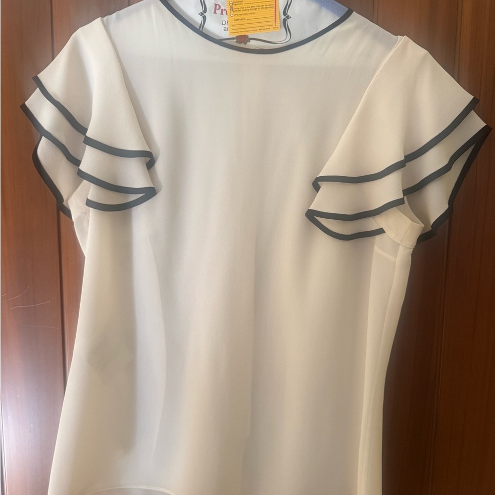 Michael Kors Cream Blouse with Black Trim